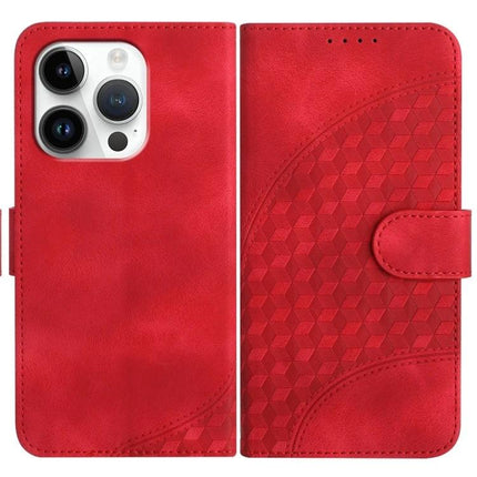Elephant Head PU Case with Lanyard and Wallet Stand for iPhone 16 Pro Plus 16 in red PU leather wallet stand with embossed geometric elephant head design