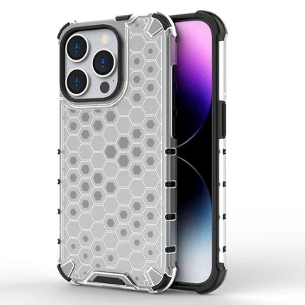 iPhone Case For Everyday Protection During Daily Commutes, Work, And Errands For Easy Handling - clear TPU+PC hex pattern, rugged edges, slim full-body protection