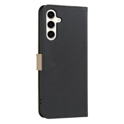 RFID Leather Wallet Case For Samsung Galaxy S23 Series Hollow Flower Pattern black splicing PU leather wallet with kickstand and card slots