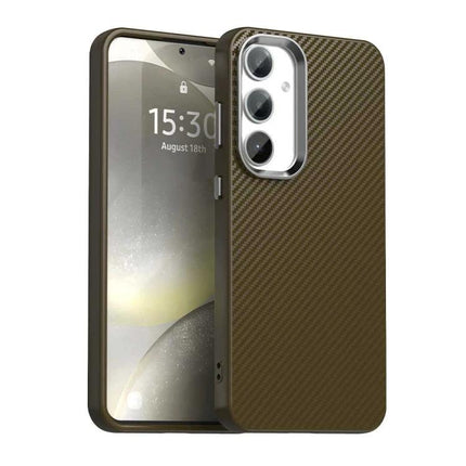 Samsung Phone Case For Everyday Protection Durable And Practical For Daily Use And Travel — textured brown carbon-look PC TPU PET protective case for Samsung phone