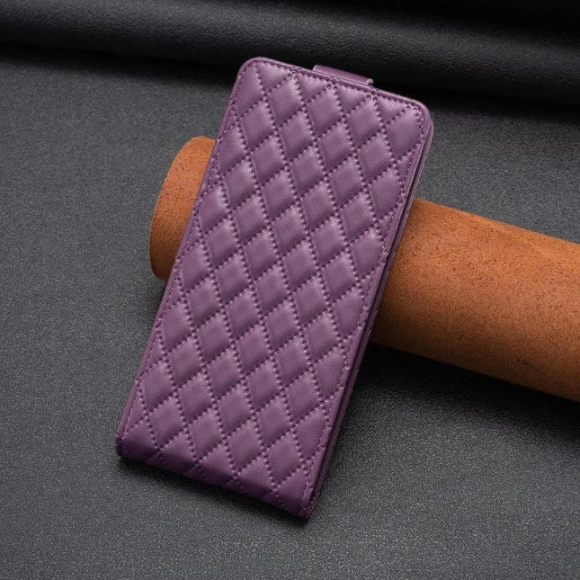 Practical Flip Case for Everyday Smartphone Protection With Durable PU and TPU Build - purple quilted wallet case with stand and card slots