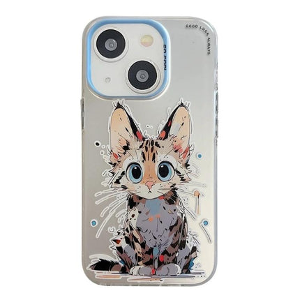 Animal Pattern iPhone Case for Everyday Use - clear TPU PC case with cute cartoon kitten design, edge-to-edge protection and raised lip