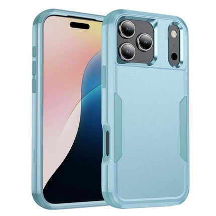 Phone Case for Daily Commutes lightweight teal TPU+PC protective case showing front and back, raised camera lip and easy access ports