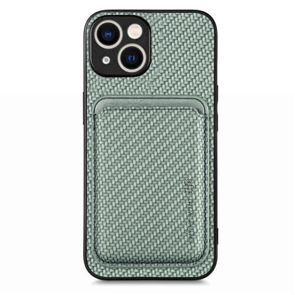 Essential Leather Phone Case With Card Slots in green woven PU leather with magnetic card holder and four-corner drop protection