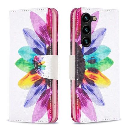 Leather Phone Case for Galaxy - Slim Everyday Protection for Daily Phone Handling, floral rainbow PU leather wallet case for Samsung Galaxy S25, slim