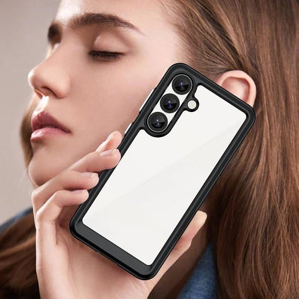 Colorful Samsung Galaxy Case For Everyday Protection — clear acrylic back, black TPU bumper, grip-focused daily protection