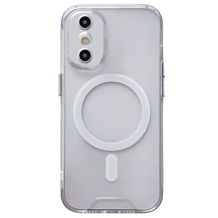 Acrylic Phone Case for Everyday Protection clear acrylic case with white MagSafe ring, slim TPU liner, camera cutout