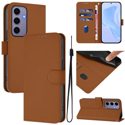 Leather Phone Case With Lanyard For Daily Carry And Easy Viewing On The Go For Commute brown PU leather wallet case with card slots, TPU core, wrist strap and kickstand
