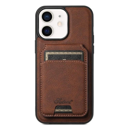 Suteni H16 Leather Detachable Wallet Back Case For IPhone 13 Pro And 12 Pro brown litchi texture PU leather wallet case with card slot