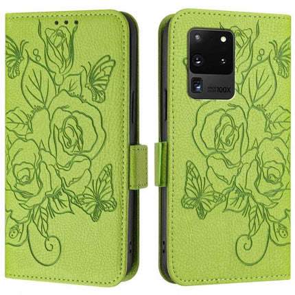 Leather Phone Case With Card Slots For Daily Errands - lime green floral RFID-blocking wallet case with kickstand