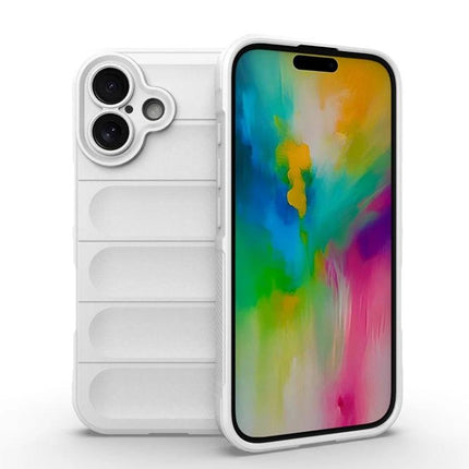 Essential Protective Case For iPhone Daily Use - slim white TPU case with flannel lining shown on iPhone, precise cutouts, scratch and dust protection