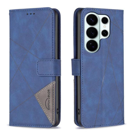 Leather Phone Case For Daily Protection On Samsung Essentials in blue PU leather wallet case with card slots and viewing stand