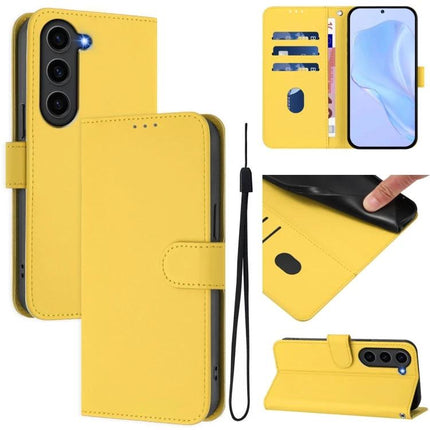 Leather Phone Case With Lanyard And Card Slots For Everyday Carry On The Go Durable Slim PU Leather - yellow wallet case with lanyard and card slots