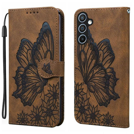 Leather Flip Case for Everyday Phone Protection featuring brown PU leather butterfly and floral wallet design with card slots