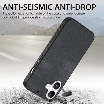 Vintage Leather Phone Case For Everyday Device Protection During Commutes And Daily Use shown in black anti-drop design with TPU and PC shock-absorbing bumper
