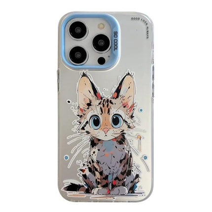 Animal Pattern Phone Case for Everyday Style and Protection showing slim clear case with vibrant oil-painting kitten design and protective durable shell