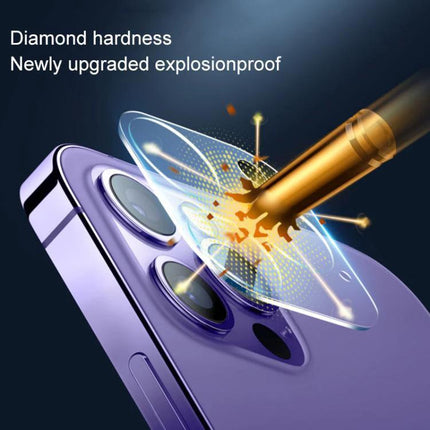 iPhone Camera Protector - Slim Everyday Lens Shield ultra-thin tempered glass lens shield on purple iPhone resisting impact, bubble-free adhesive