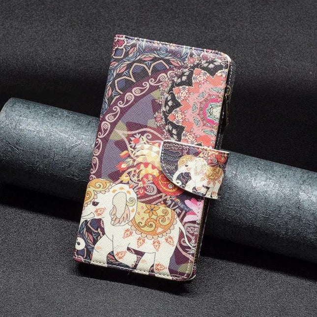 Galaxy Phone Case Card Access For Everyday Use That Keeps Your Phone Safe On The Go - patterned wallet case with elephant design and built-in stand for Samsung S25