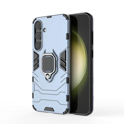 Samsung Protective Case With Snug Fit For Everyday Use - durable PC/TPU rugged blue phone case with ring kickstand and raised camera protection