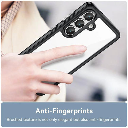 Acrylic Phone Case For Samsung Galaxy Everyday Protection For Daily Life And Handling During Commutes - clear acrylic with black TPU frame, anti-fingerprint finish