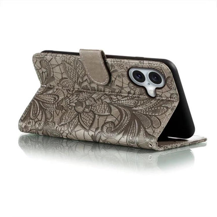 Leather Flip Case for iPhone Everyday Protection - embossed floral leather flip case with built-in stand and shock-absorbing corners