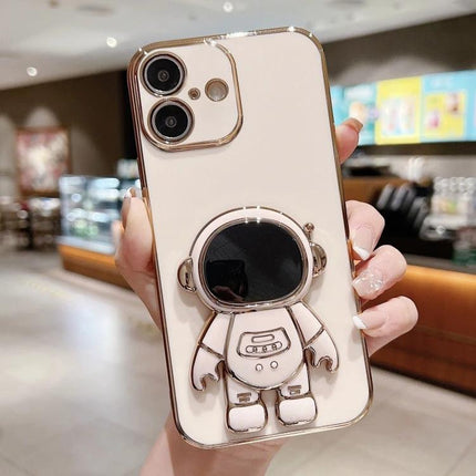 iPhone Case With Astronaut Stand For Hands-Free Video Watching, ultra-thin electroplated soft shell with 3D fold-out astronaut stand for stable hands-free viewing