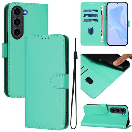 Leather Phone Case With Lanyard And Card Slots For Everyday Carry On The Go Durable Slim PU Leather - mint green wallet case with stand, card slots, and lanyard