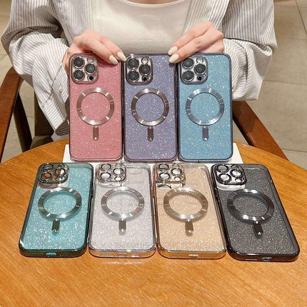 Glitter Protective Case for iPhone Everyday Handling - glitter TPU case with ring holder in multiple colors, slim shock-absorbent design