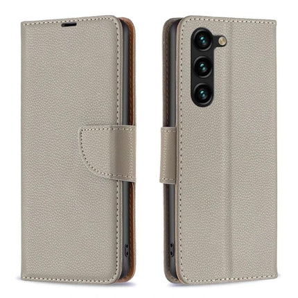 Leather Flip Phone Case With Card Slots showing beige PU leather wallet cover, card slots, and built-in kickstand for hands-free use
