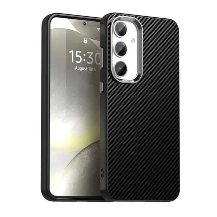 Samsung Phone Case For Everyday Protection Durable And Practical For Daily Use And Travel - black textured carbon fiber look, PC TPU PET shockproof cover