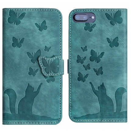 Butterfly Leather Flip Case With Card Slot teal embossed cat and butterflies wallet phone case