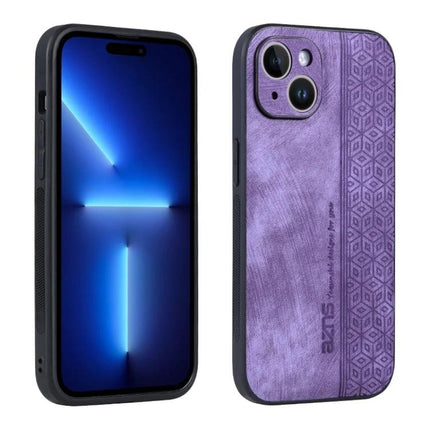 AZNS 3D Embossed Phone Case for Everyday iPhone Protection - purple TPU and leather blend case showing textured back and full button access