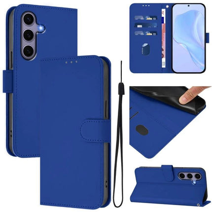 Leather Phone Case With Card Holder For Daily Essentials blue PU leather wallet case with 3 card slots cash pocket and wrist strap