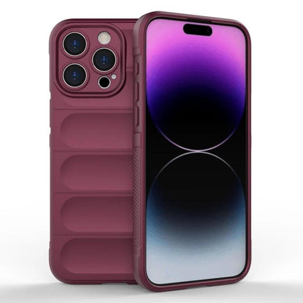 Essential Protective Case For iPhone Daily Use - maroon TPU case with flannel lining, raised camera protection and precise cutouts for iPhone 16