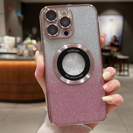 Daily Phone Case for iPhone 12 Everyday Protection - glitter pink TPU case with magnetic ring grip for 6.1-inch iPhone 12