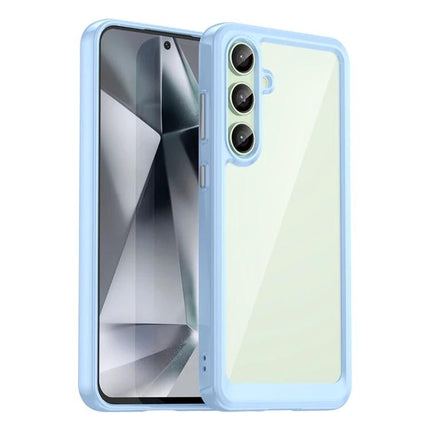 Colorful Samsung Galaxy Case For Everyday Protection in light blue acrylic TPU with clear back, raised camera ring and secure grip for daily commuting