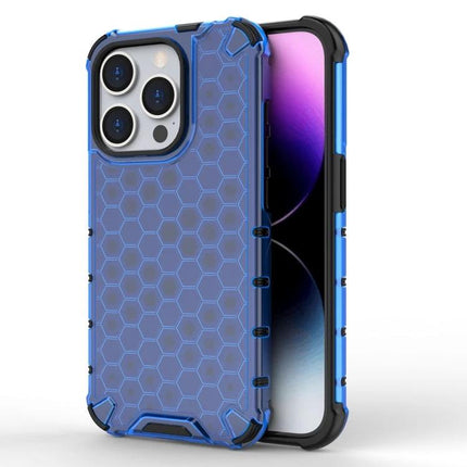 iPhone Case For Everyday Protection During Daily Commutes, Work, And Errands For Easy Handling - blue TPU+PC hex-pattern protective case