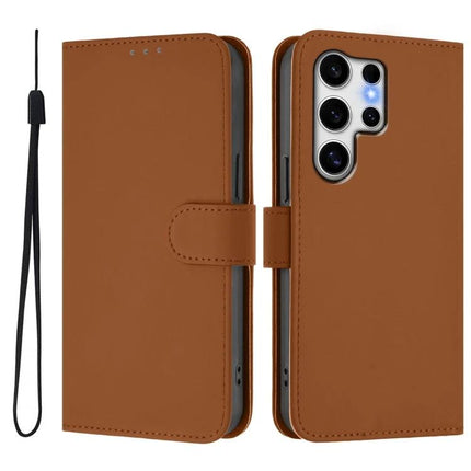 Leather Phone Case With Lanyard For Daily Essentials Carry And Easy On The Go Access - brown PU leather wallet case with card slots and wrist lanyard