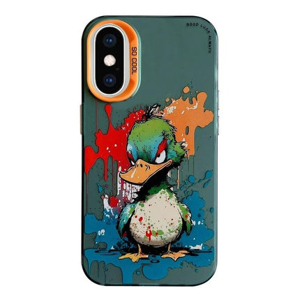 Animal Pattern Phone Case For Everyday Use - slim TPU frame PC back with colorful cartoon duck graffiti design, camera cutout and durable protection