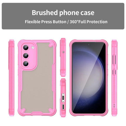 Armor Glaze Case for Samsung Phones Everyday Protection - slim pink brushed PC+TPU phone case with 360° corner bumpers and easy access ports