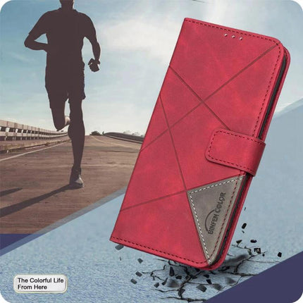 Leather Phone Case For Daily Protection On Samsung Essentials in red PU leather with card slots, TPU core, kickstand and commuter-friendly design