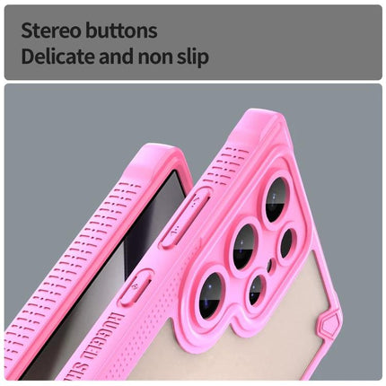 Armor Glaze Protective Case for Samsung Phones, Everyday Use - pink slim PC TPU case with raised camera rims and non-slip stereo buttons
