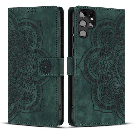 Leather Phone Case With Card Storage For Everyday Use - green embossed PU leather wallet case with TPU core and card slots