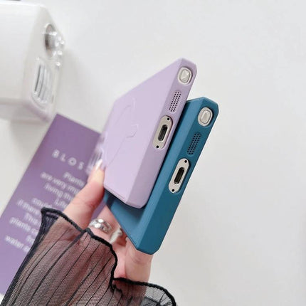 Silicone Phone Case For Samsung Galaxy in lavender and teal liquid silicone protecting ports and edges, soft everyday protection