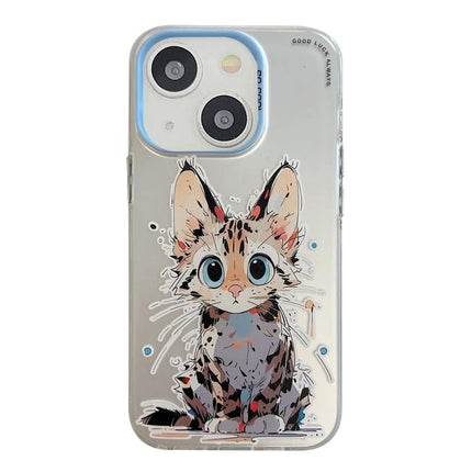 Protective Animal Pattern Phone Case For Daily Use - oil painting-style kitten design clear slim protective case for iPhone 13
