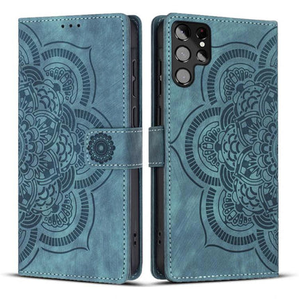 Leather Phone Case With Card Storage For Everyday Use teal mandala PU leather wallet case with TPU core and card slots