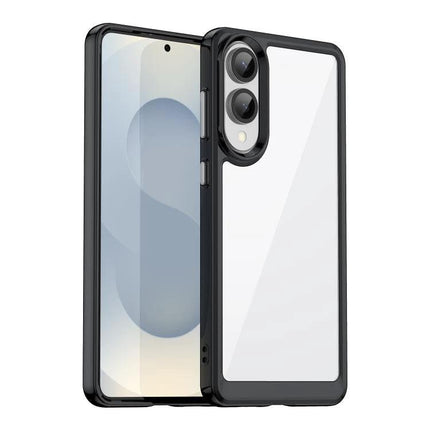 Acrylic Phone Case For Samsung Galaxy Everyday Protection For Daily Life And Handling During Commutes - clear acrylic with black TPU frame, slim full coverage