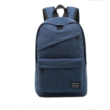 Outdoor Casual Notebook Tablet Backpack With Anti Theft Pocket — navy blue casual commuter backpack with laptop, tablet pockets, anti-theft front pocket