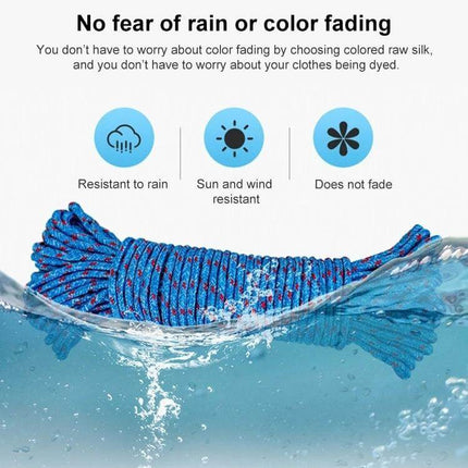 Outdoor Thick Nylon Rope For Hanging Clothes 5m Everyday Laundry - blue weather-resistant nylon clothesline, sun and rain resistant, does not fade