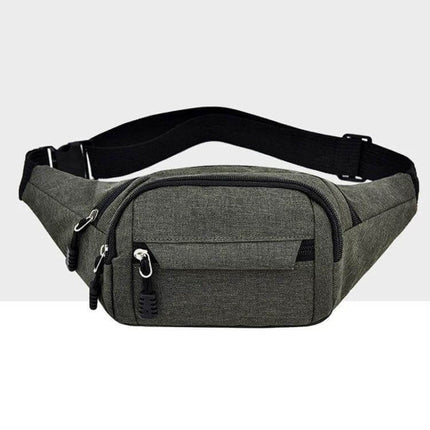 Crossbody Chest Bag With Multi Function Pockets For Everyday Use - grey Oxford cloth compact organizer with zipper pockets, fits phone glasses wallet